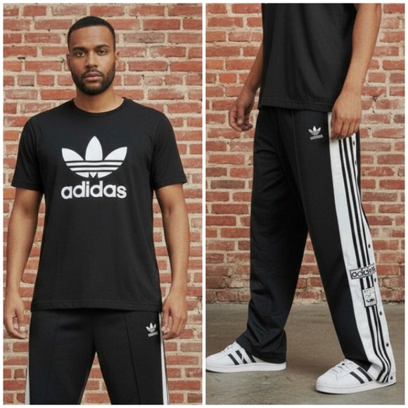 adidas Other - 🤩Adidas Originals Black and White Logo T-Shirt & Track Pants Set L & XL Mens new